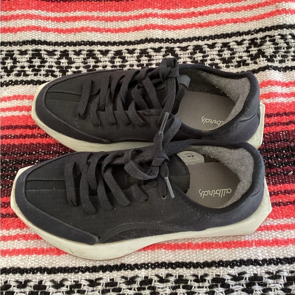 Allbirds Risers Women’sSize 8 Shoes Black Organic Cotton Canvas Comfort Sneakers